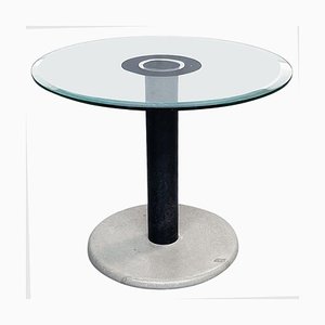 Italian Modern Coffee Table in Green Glass, Black Metal and Grey Stone, 1980s