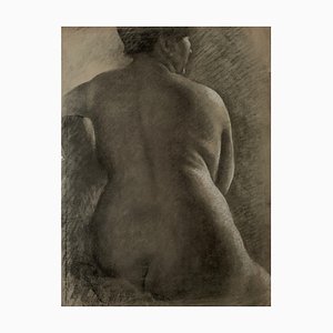 Gabrielle Guillot de Raffaillac, Nude Study, 20th Century, Charcoal