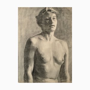 G Guillot De Raffaillac, Nude Study, siglo XX, carbón