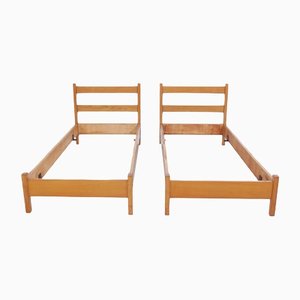 Cadre de Lit Vintage en Bois, 1960s, Set de 2