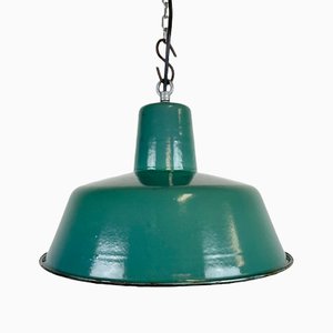 Industrial Green Enamel Pendant Lamp, 1960s