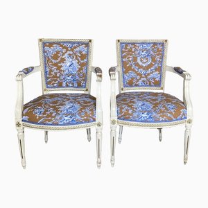 Fauteuils Gustaviens avec Revêtement en Toile de Jouy, Set de 2