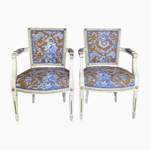 Gustavian Armchairs with Toile De Jouy Cover, Set of 2