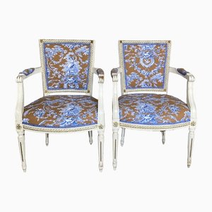 Set of Gustavian Armchairs with Toile De Jouy Cover