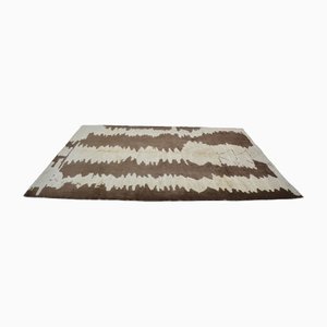 Tapis Anatolien Marron et Beige Traditionnel en Chanvre