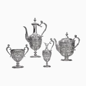 19th Century Victorian Solid Silver Cellini Tea Service from Mappin & Webb, 1893, Set of 4
