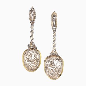 19th Century Victorian Solid Silver Spoons, London, 1891, Set of 2