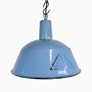 Industrial Light Blue Enamel Pendant Lamp, 1960s