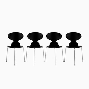 Schwarze Vintage Mier Stühle von Arne Jacobsen für Fritz Hansen, 1960er, 4er Set