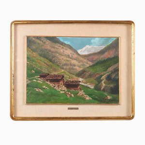 Salvatore Maldarelli, Paysage de Montagne, 1909, Huile sur Toile, Encadrée