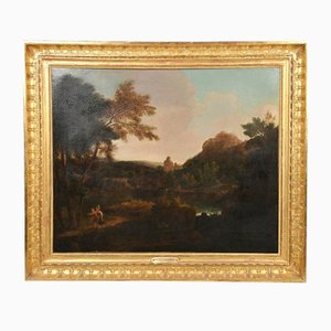 Gaspard Dughet, Peinture de Paysage, 17ème Siècle, Huile sur Toile, Encadrée