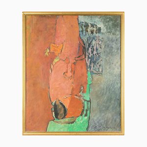 Mario Asnago, Composition, Original Oil on Canvas, Mid-20th Century