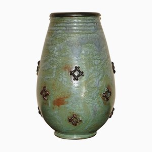 Hirsch Keramik Vase aus Steingut von Roger Guerin, 1930er