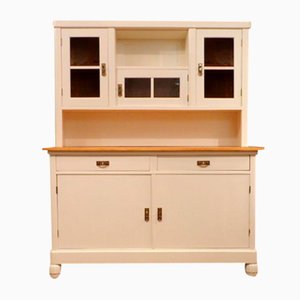 Art Nouveau Spruce and Cherry Kitchen Cabinet in White Paint, 1920s