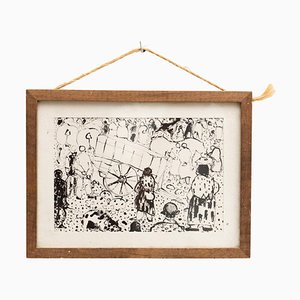 Figurative Drawing, 1950s, Paper, Framed