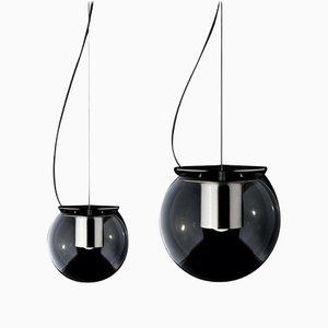 Suspension Lamps with Globe in Nickel by Joe Colombo for Oluce, Set of 2