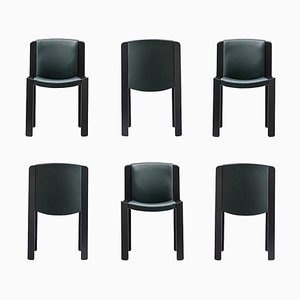 300 Chairs in Wood and Sørensen Leather by Joe Colombo for Karakter, Set of 6