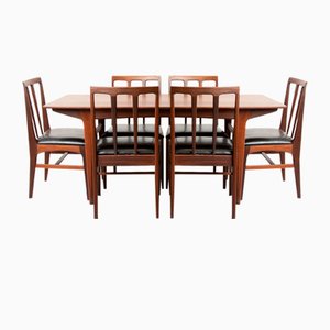 Tavolo da pranzo Mid-Century in afrormosia con sei sedie di A Younger Ltd., 1960