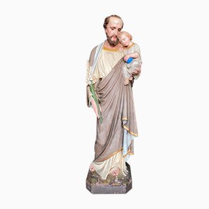 Polychrome Statue of Saint Joseph by Mesnard, 1900
