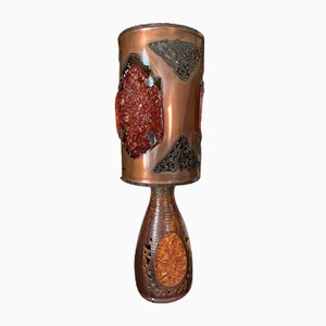 Vintage Keramik & Kupfer Lampe von Accolay, 1970er