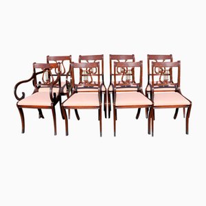 Mahogany Sabre Leg Chairs and Pop Out Seats, 1960s, Set of 8