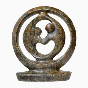 Vintage African Circle of Love Abstract Stone Sculpture