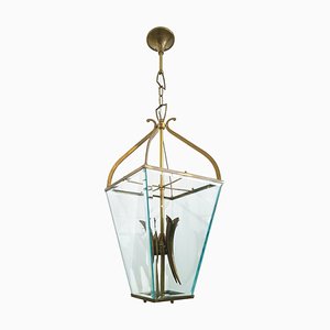 Mid-Century Italian Faceted Glass & Brass Pendant in the style of G. Ulrich