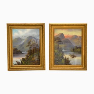 H. Leslie, Scottish Highlands, 1870s-1880s, Oil on Canvas, Framed, Set of 2