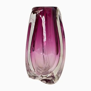 Vase aus Lila Kristallglas von Val Saint Lambert