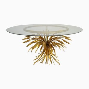 Gold-Plated Metal Coffee Table in Coco Chanel Style, 1960s