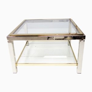 Table Basse en Chrome et Laiton par Jean Charles