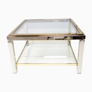 Coffee Table in Chrome & Brass by Jean Charles