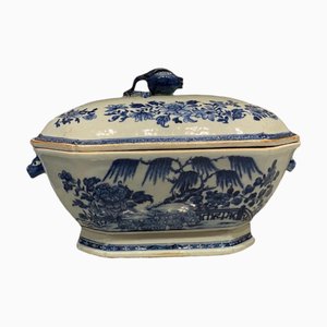 Antike chinesische Suppenterrine aus Porzellan, 18. Jh., Deckel & Ständer, 3er Set