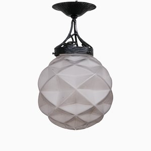 French Geometric Glass Iron Pendant Light
