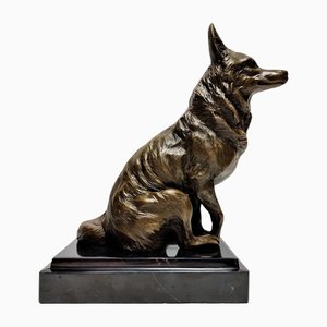 JB Deposee, Skulptur eines Wolfes, 20. Jh., Bronze