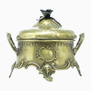 19th Century Plated Brass Sugar Bowl from Plewkiewicz, Warsaw, Poland