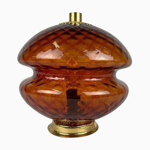 Glass & Brass Table Lamp by Jablonec Glassworks, Czechoslovakia, 1960s