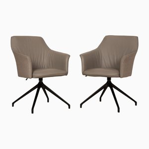 Mara Chairs in Grey Leather from Leolux, Set of 2