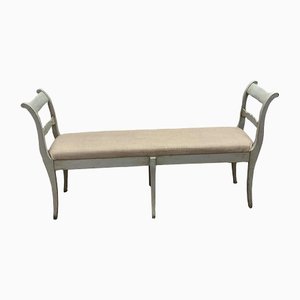 Swedish Painted Bench with Upholstered Seat, 1900s