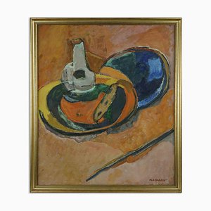 Mario Asnago, Still Life, pintura al óleo original, mediados del siglo XX
