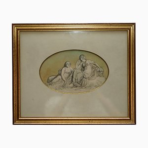 After Angelica Kauffman, Roman Grand Tour Scene, Late 18th Century, Watercolor, Framed