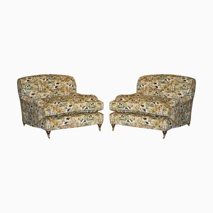 Love Seat Armchairs in Mulberry with Hounds Fabric from Howard, Set of 2