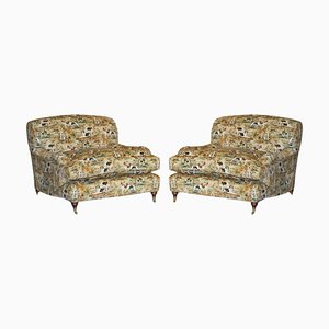 Set of Love Seat Armchairs in Mulberry with Hounds Fabric from Howard