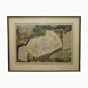 Carte Aquarelle du Dept des Hautes Pyrenees, France, 1856