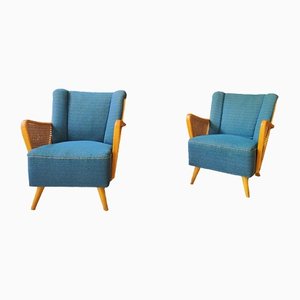 Mid-Century Blue Armchairs, Set of 2