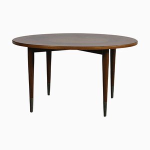 Round Coffee Table in Walnut and Metal attributed to Gio Ponti, Italy, 1950s