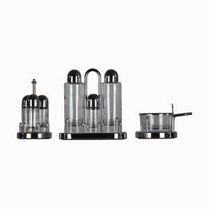 Stainless Steel and Glass Cruet Set by Alessi, Italy, 1978, Set of 3