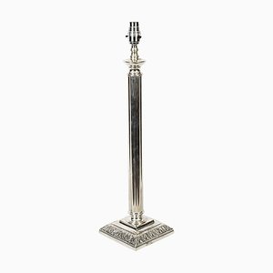 Antique Victorian Silver Plated Doric Column Table Lamp