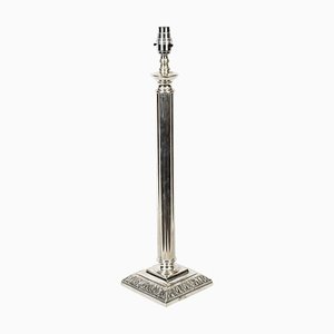 Lampe de Bureau Colonne Dorique Victorienne Antique en Plaqué Argent