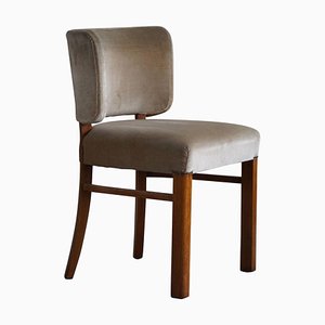 Swedish Modern Dining Chair in Solid Oak & Velvet by Otto Schulz